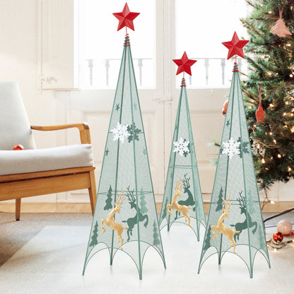 3/3.5/4 Feet Set of 3 Tower Shaped Christmas Trees with Removable Star Toppers, Multicolor Christmas Tree at Gallery Canada