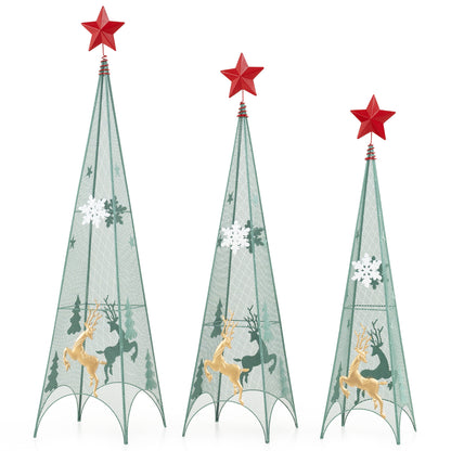 3/3.5/4 Feet Set of 3 Tower Shaped Christmas Trees with Removable Star Toppers, Multicolor Christmas Tree Multicolor at Gallery Canada