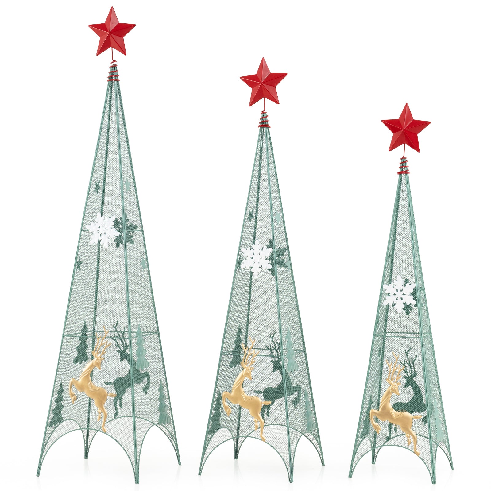 3/3.5/4 Feet Set of 3 Tower Shaped Christmas Trees with Removable Star Toppers, Multicolor Christmas Tree at Gallery Canada