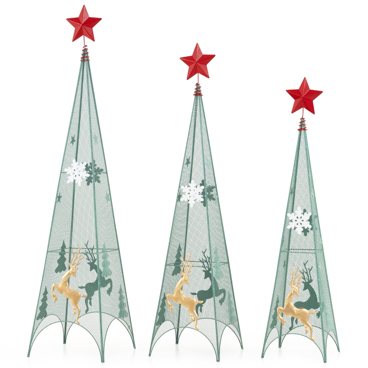 3/3.5/4 Feet Set of 3 Tower Shaped Christmas Trees with Removable Star Toppers, Multicolor Christmas Tree at Gallery Canada