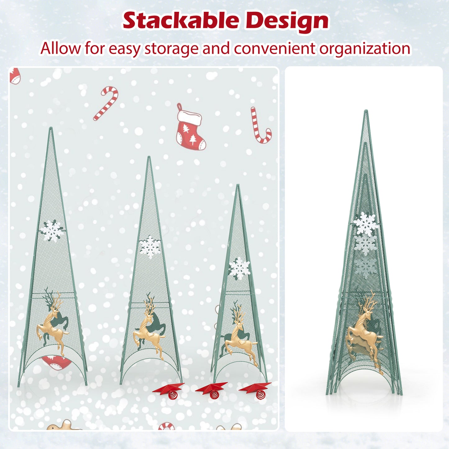 3/3.5/4 Feet Set of 3 Tower Shaped Christmas Trees with Removable Star Toppers, Multicolor Christmas Tree at Gallery Canada