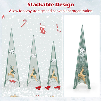 3/3.5/4 Feet Set of 3 Tower Shaped Christmas Trees with Removable Star Toppers, Multicolor Christmas Tree at Gallery Canada