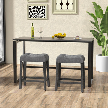 24 Inch Set of 2 Saddle Bar Stools with Padded Seat, Gray Bar Stools at Gallery Canada