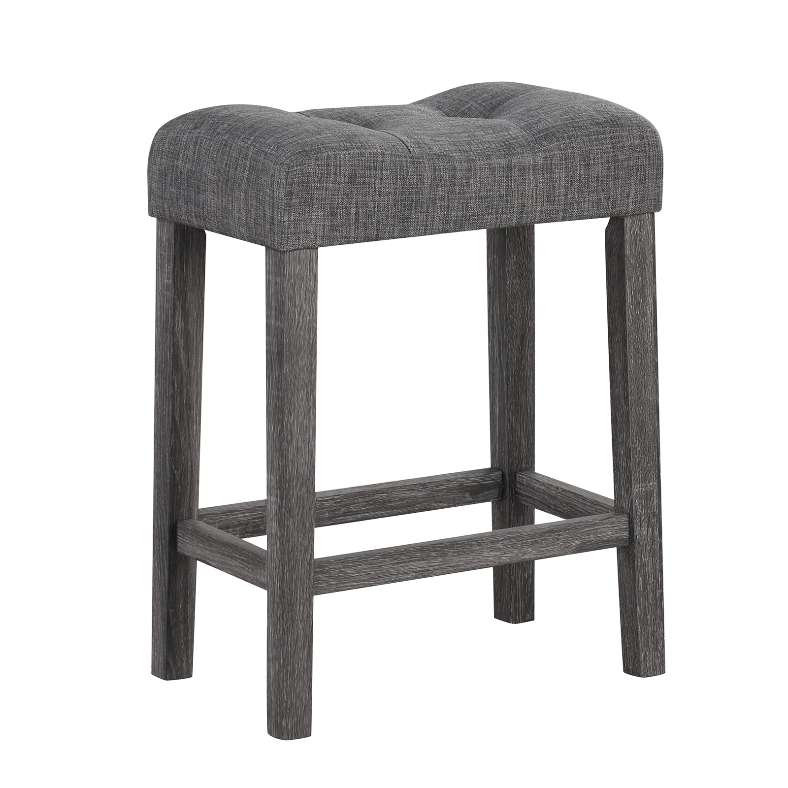 24 Inch Set of 2 Saddle Bar Stools with Padded Seat, Gray Bar Stools at Gallery Canada