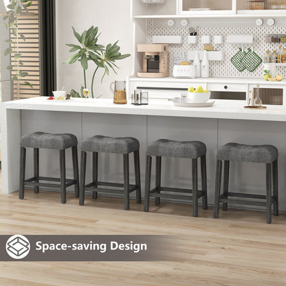 24 Inch Set of 2 Saddle Bar Stools with Padded Seat, Gray Bar Stools at Gallery Canada