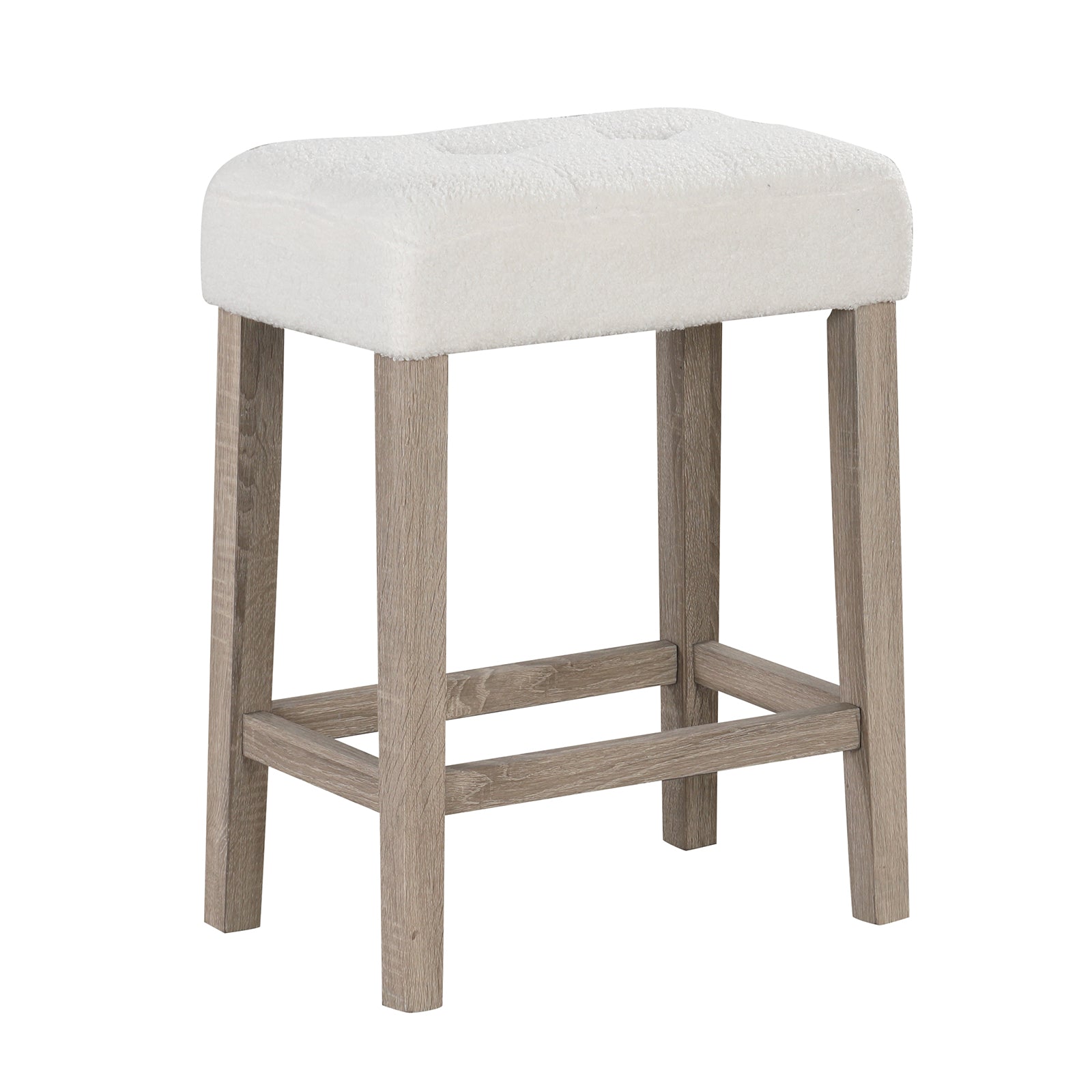 Modern Counter Height Bar Stools Set of 2 with Rubber Wood Legs-White and Gray, White Bar Stools at Gallery Canada