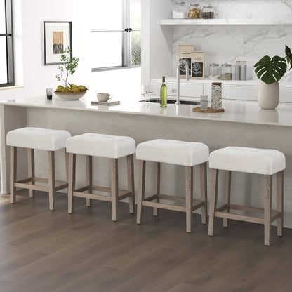 Modern Counter Height Bar Stools Set of 2 with Rubber Wood Legs-White and Gray, White Bar Stools at Gallery Canada