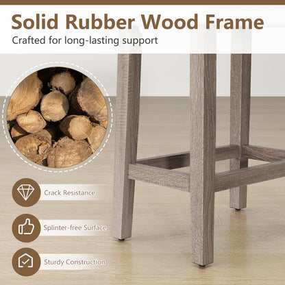 Modern Counter Height Bar Stools Set of 2 with Rubber Wood Legs-White and Gray, White Bar Stools at Gallery Canada