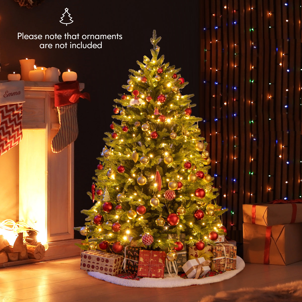 5 ft Artificial Christmas Tree, Hinged, 11 Lighting Modes, Remote Control, Green Christmas Tree at Gallery Canada