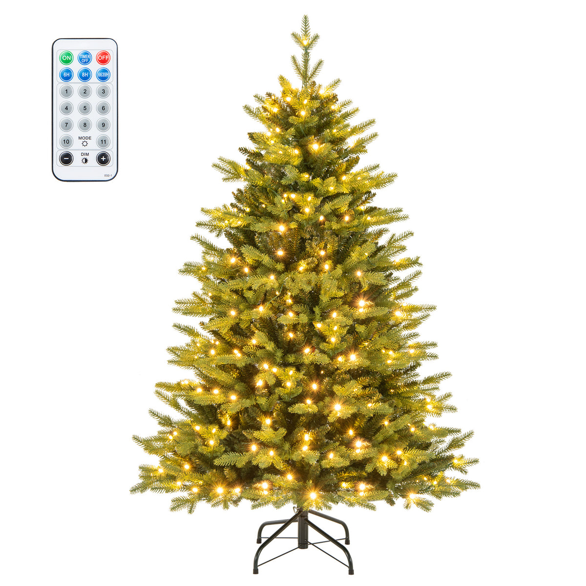 5 ft Artificial Christmas Tree, Hinged, 11 Lighting Modes, Remote Control, Green Christmas Tree at Gallery Canada