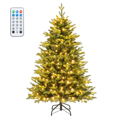 5 ft Artificial Christmas Tree, Hinged, 11 Lighting Modes, Remote Control, Green Christmas Tree Green at Gallery Canada