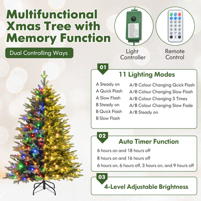 5 ft Artificial Christmas Tree, Hinged, 11 Lighting Modes, Remote Control, Green Christmas Tree at Gallery Canada