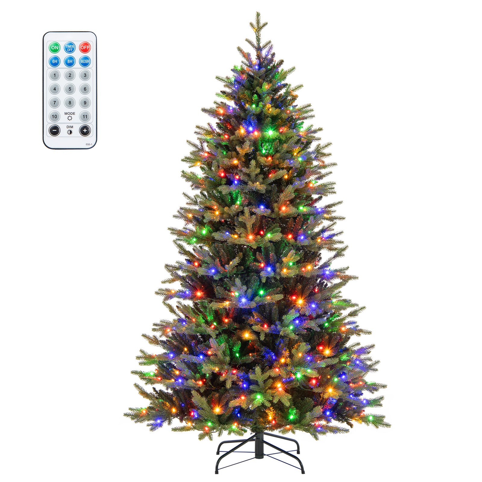 7 Ft Artificial Christmas Tree, Hinged, 11 Lighting Modes, Remote, Green Christmas Tree at Gallery Canada