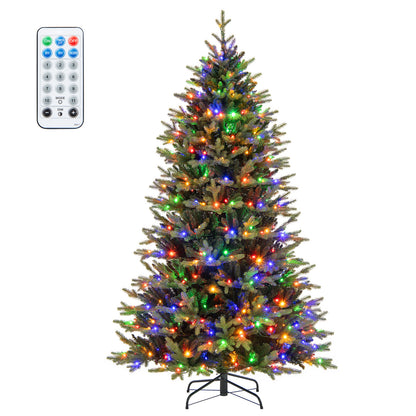 7 Ft Artificial Christmas Tree, Hinged, 11 Lighting Modes, Remote, Green Christmas Tree at Gallery Canada