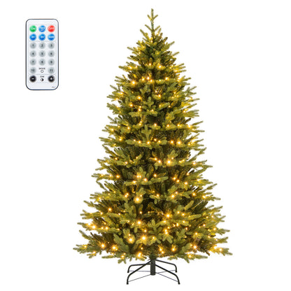 7 Ft Artificial Christmas Tree, Hinged, 11 Lighting Modes, Remote, Green Christmas Tree at Gallery Canada