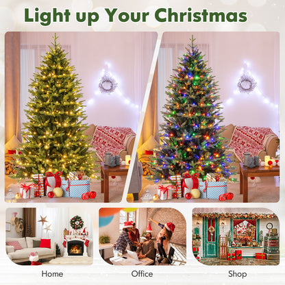 7 Ft Artificial Christmas Tree, Hinged, 11 Lighting Modes, Remote, Green Christmas Tree at Gallery Canada