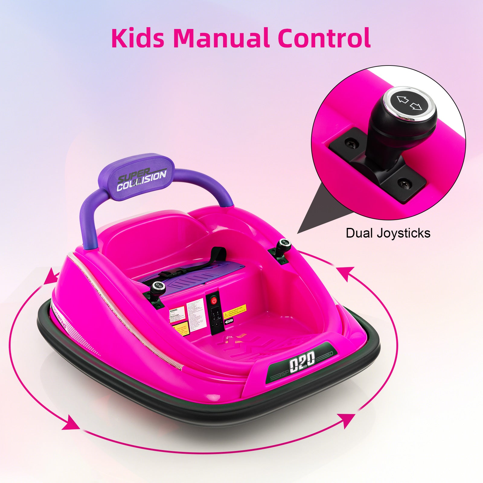 12V Kids Bumper Car Ride on Toy with Remote Control and 360 Degree Spin Rotation, Pink Powered Ride On Toys at Gallery Canada