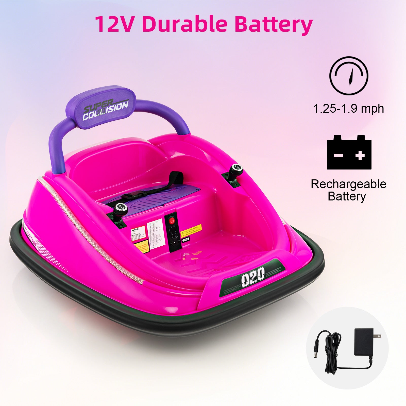 12V Kids Bumper Car Ride on Toy with Remote Control and 360 Degree Spin Rotation, Pink Powered Ride On Toys at Gallery Canada