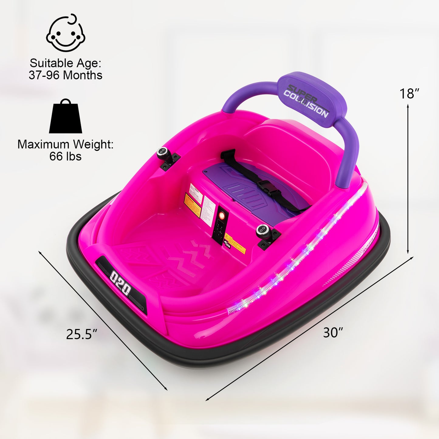 12V Kids Bumper Car Ride on Toy with Remote Control and 360 Degree Spin Rotation, Pink Powered Ride On Toys at Gallery Canada
