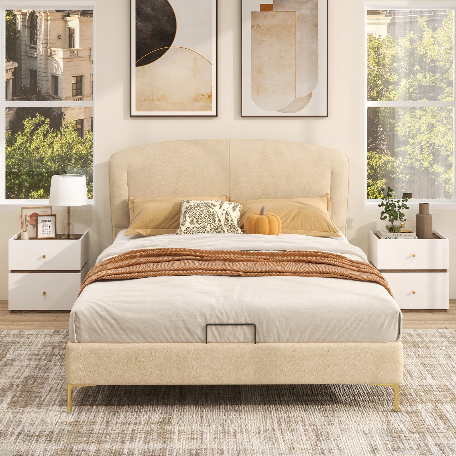 2-Drawer Modern Nightstand with Storage for Living Room Bedroom, Natural & White Nightstands at Gallery Canada