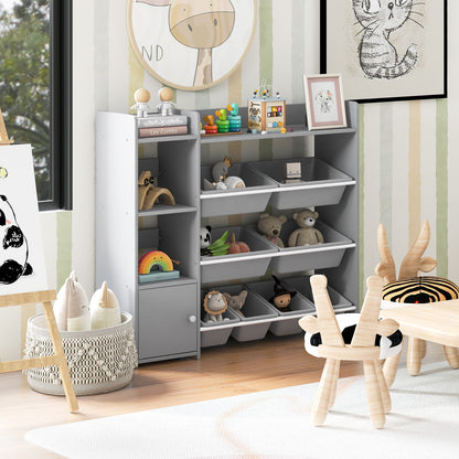4-Tier Kids Bookshelf and Toy Storage Rack with 8 Toy Organizer Bins-Grey, Gray Kids Storage at Gallery Canada