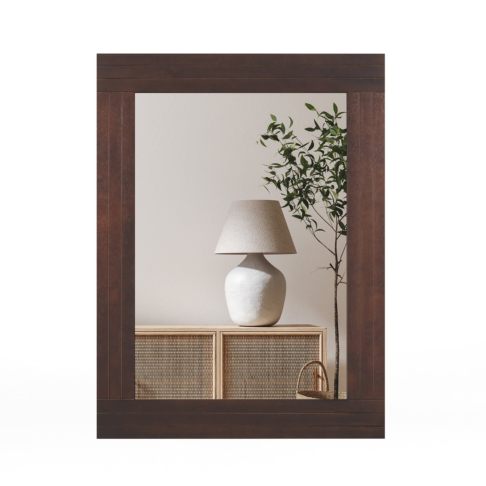 Wood Framed Wall Mirror, For Bedroom Living Room, Brown Wall Mirrors Brown at Gallery Canada