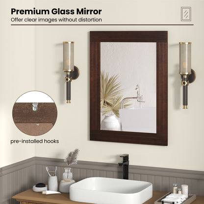 Wood Framed Wall Mirror for Bedroom Living Room Vanity Entryway, Brown Wall Mirrors at Gallery Canada