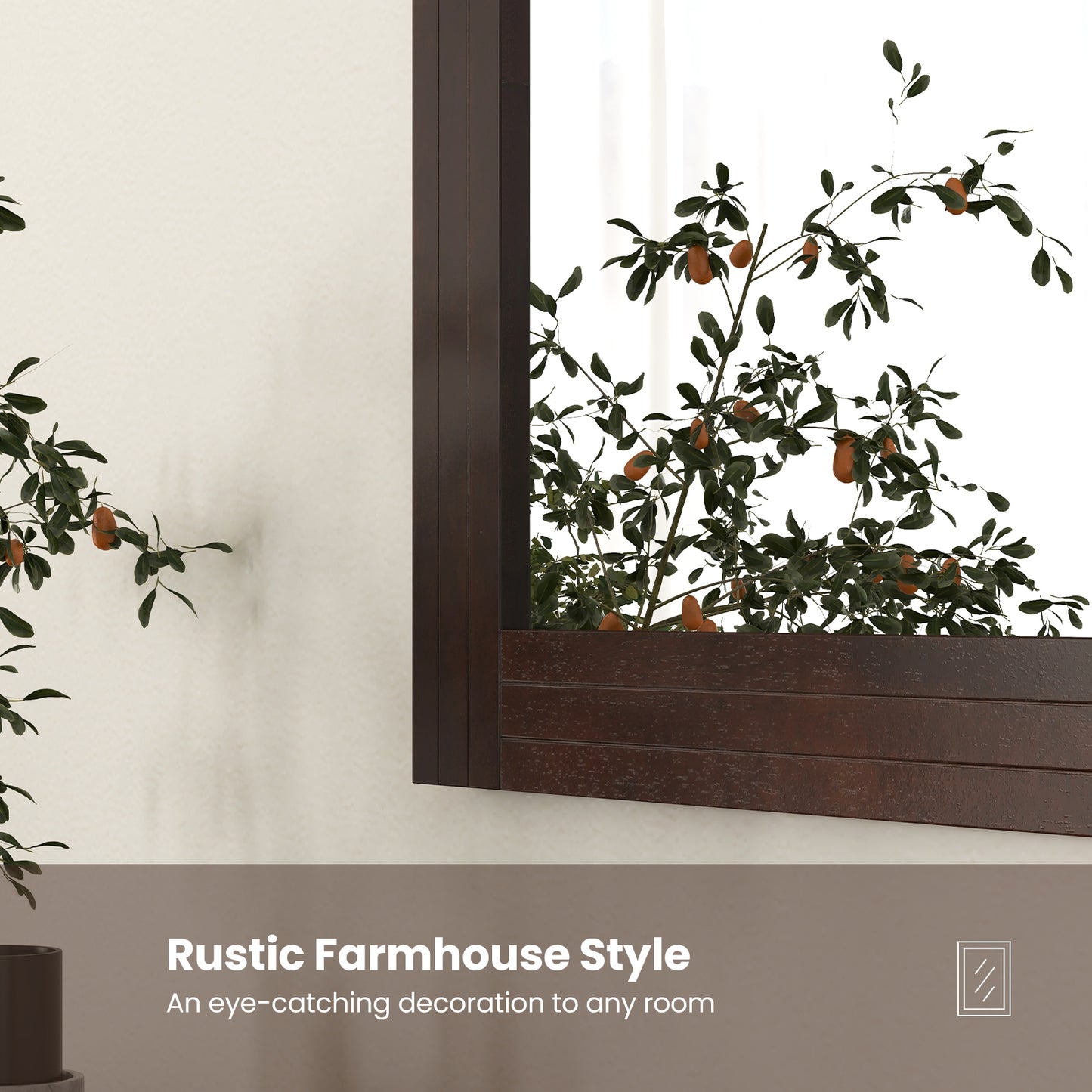 Wood Framed Wall Mirror for Bedroom Living Room Vanity Entryway, Brown Wall Mirrors at Gallery Canada