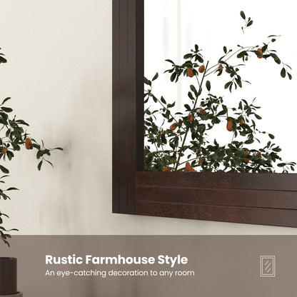 Wood Framed Wall Mirror for Bedroom Living Room Vanity Entryway, Brown Wall Mirrors at Gallery Canada