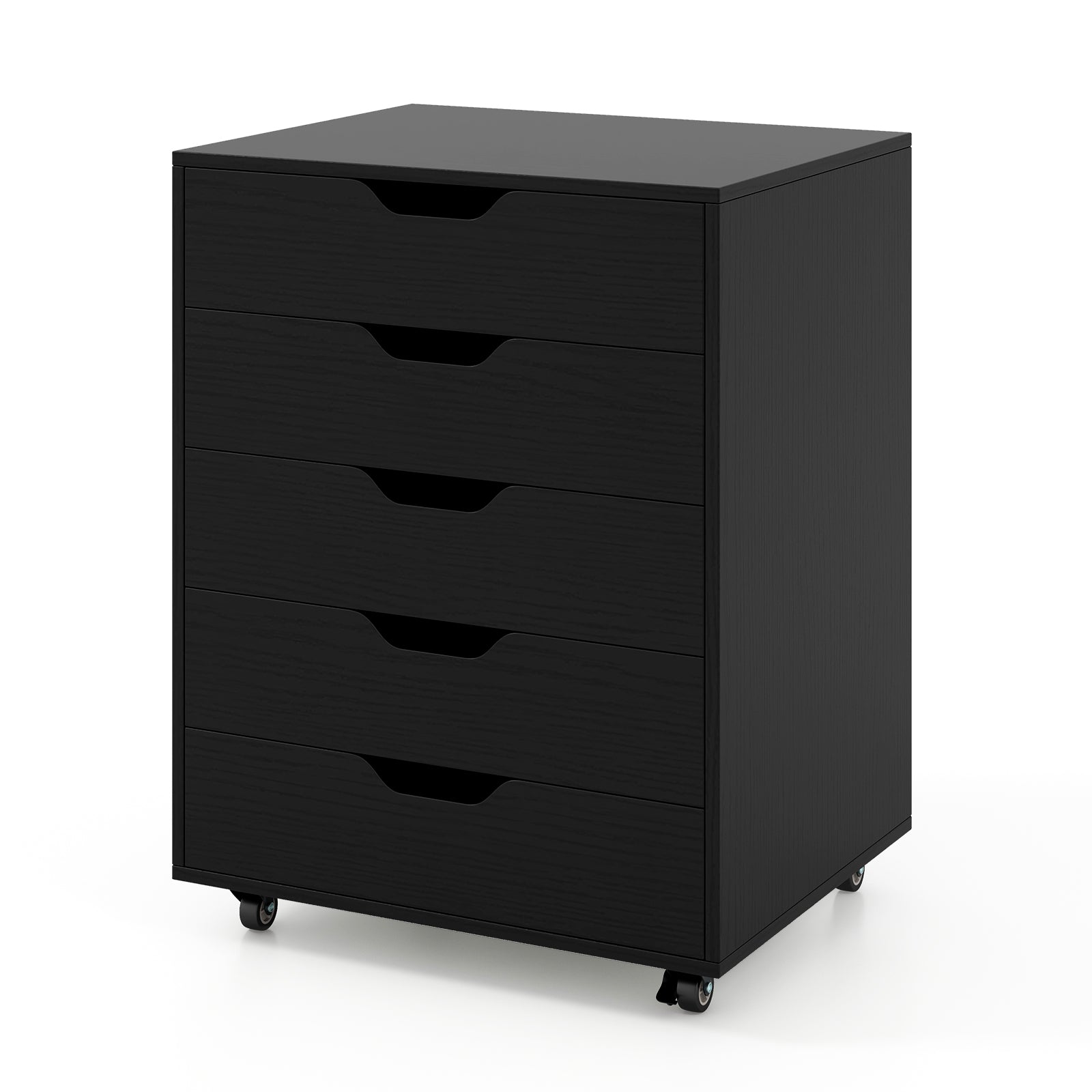 5 Drawer Mobile File Cabinet With Wheels, Black File Cabinets at Gallery Canada