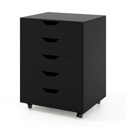 5 Drawer Mobile File Cabinet With Wheels, Black File Cabinets at Gallery Canada