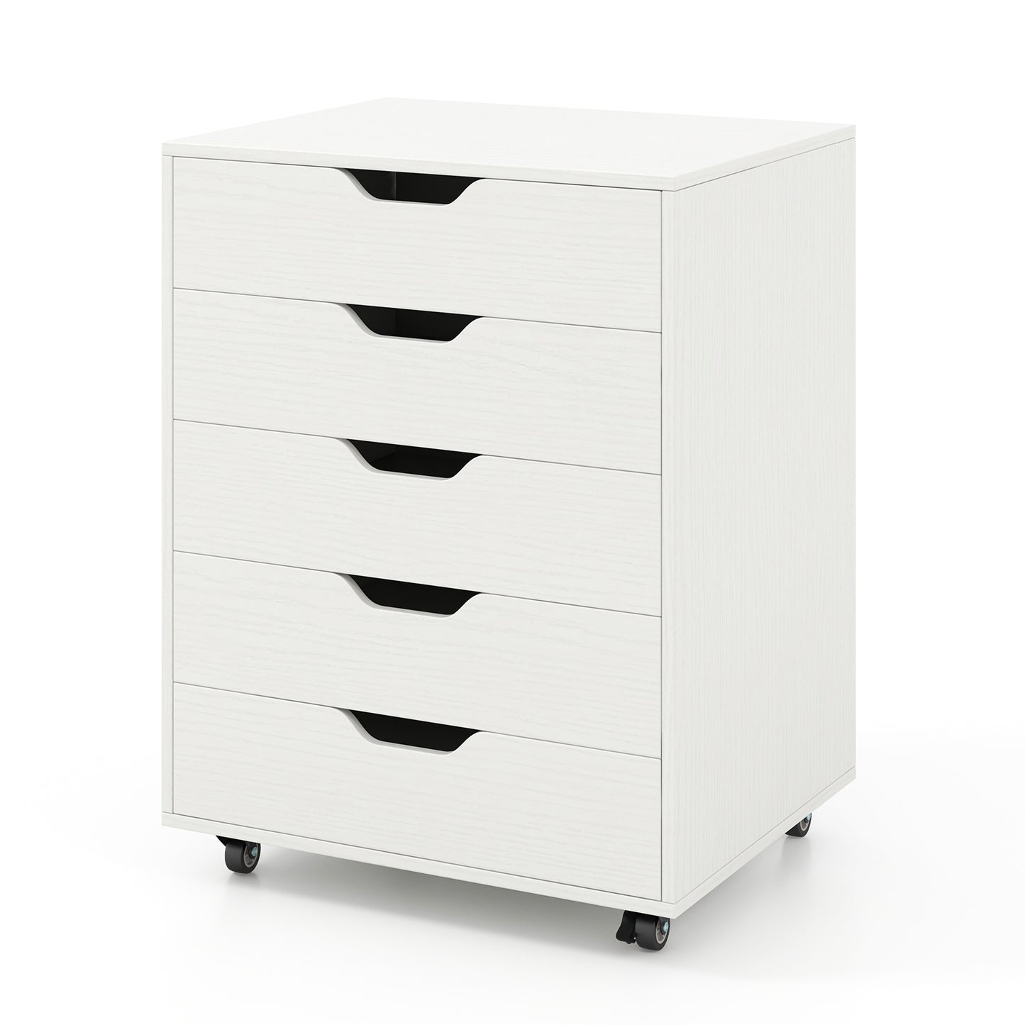 5 Drawer Mobile File Cabinet, White