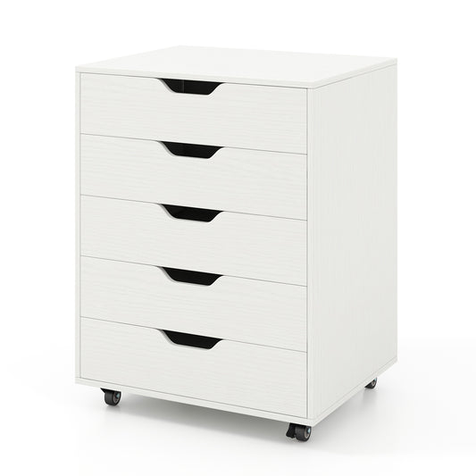 5 Drawer Mobile File Cabinet, White File Cabinets White at Gallery Canada