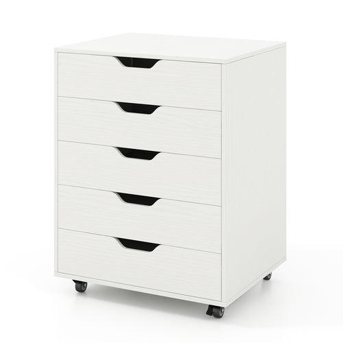 5 Drawer Mobile File Cabinet, White