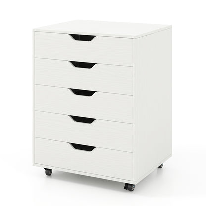 5 Drawer Mobile File Cabinet with Wheels for Living Room, White File Cabinets at Gallery Canada