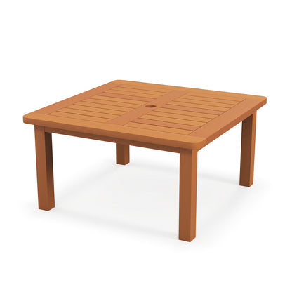 Table basse de patio avec trou pour parapluie, finition à l'huile de teck, naturel