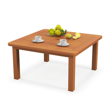 Patio Coffee Table with Umbrella Hole and Teak Oil Finish, Natural Patio Coffee Tables at Gallery Canada