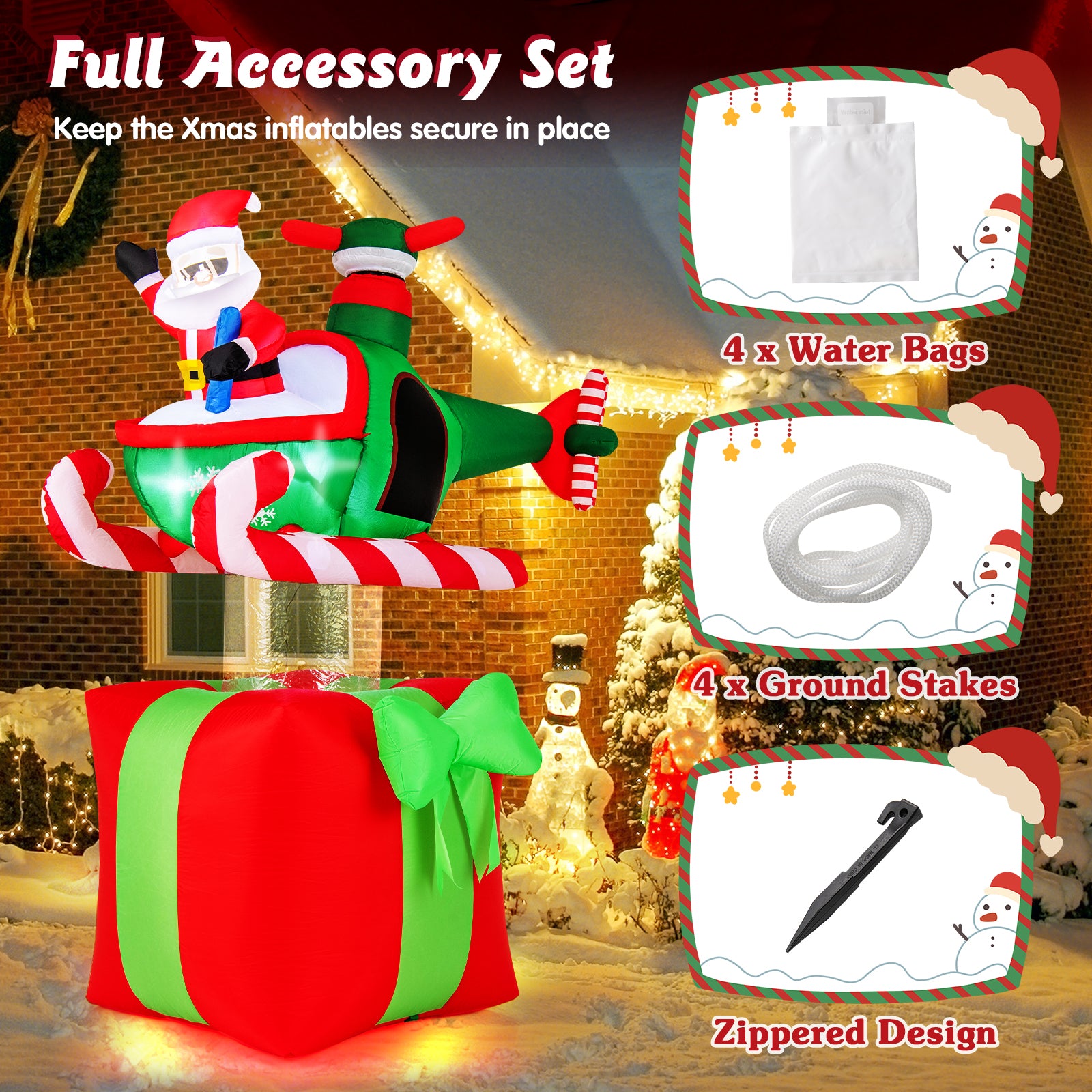 6 Feet Christmas Inflatable Santa Flying Airplane, 3 LED Lights Christmas Decor & Accessories at Gallery Canada