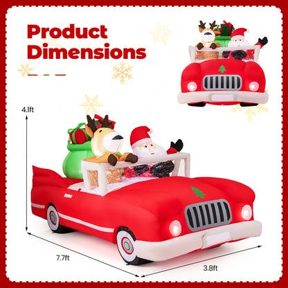 7.7 Feet Inflatable Santa Claus, Reindeer Riding Car, Gift Bag, 9 LED Lights, Red Christmas Decor & Accessories at Gallery Canada