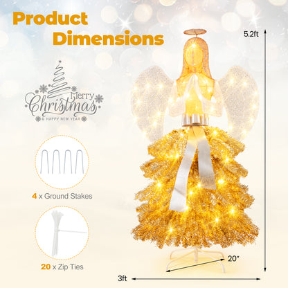 5.2 Feet Lighted Angel Artificial Christmas Tree with Warm White LED Lights, Gold Christmas Tree at Gallery Canada