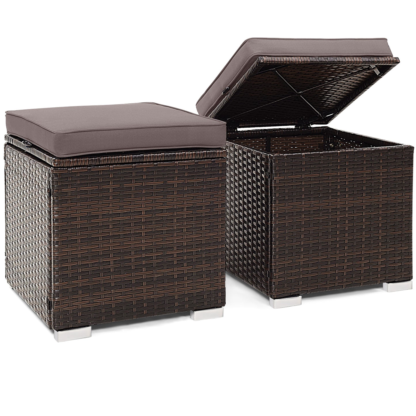 Patio Ottoman With Removable Cushions, 2 Pieces, Gray Outdoor Seating & Patio Chairs Gray at Gallery Canada