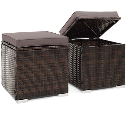 Patio Ottoman With Removable Cushions, 2 Pieces, Gray Outdoor Seating & Patio Chairs Gray at Gallery Canada