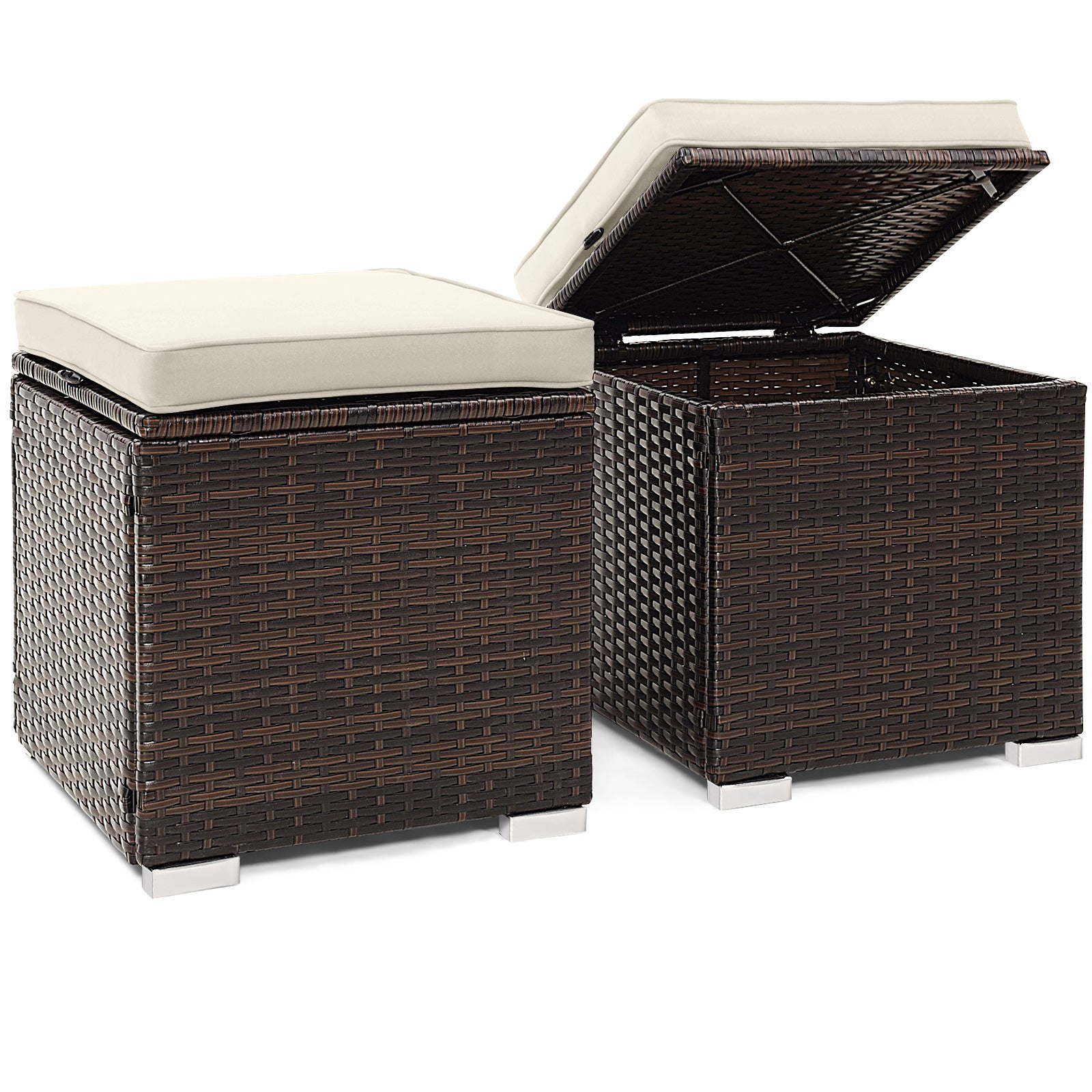 2 Piece Patio Ottoman, Removable Cushions, White Outdoor Seating & Patio Chairs White at Gallery Canada