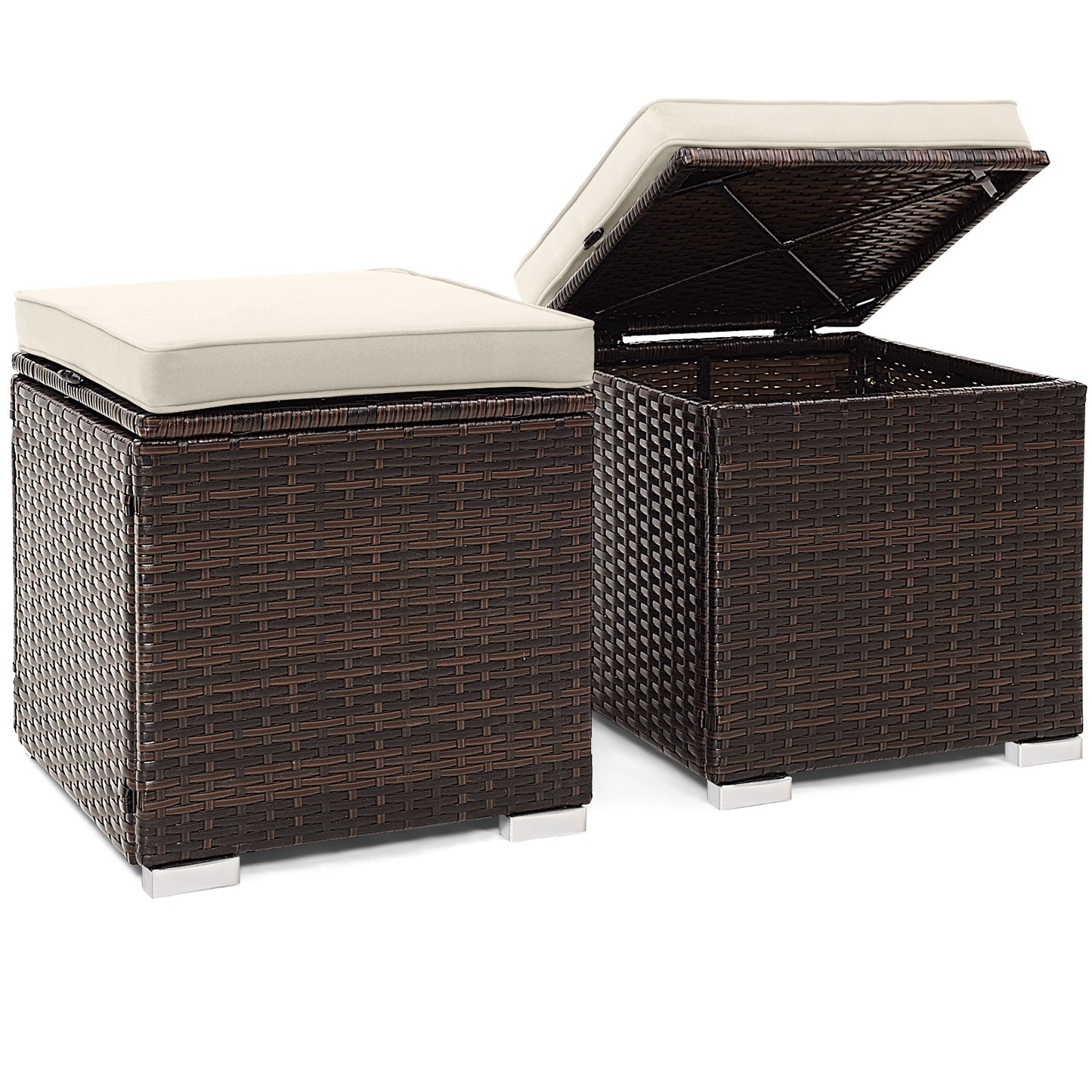 2 Piece Patio Ottoman, Removable Cushions, White Outdoor Seating & Patio Chairs White at Gallery Canada