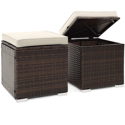 2 Piece Patio Ottoman, Removable Cushions, White Outdoor Seating & Patio Chairs White at Gallery Canada