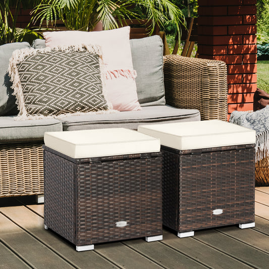 2 Piece Patio Ottoman, Removable Cushions, White Outdoor Seating & Patio Chairs White at Gallery Canada