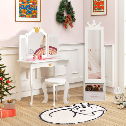 Free-Standing Full Length Kids Jewelry Armoire Cabinet with Storage Capacity, White Kids Vanities at Gallery Canada