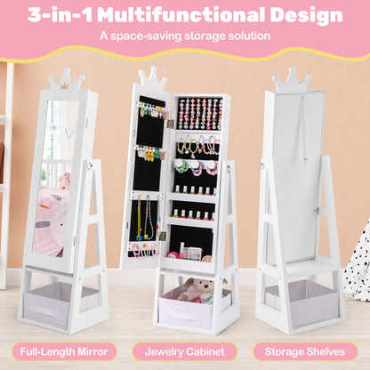 Free-Standing Full Length Kids Jewelry Armoire Cabinet with Storage Capacity, White Kids Vanities at Gallery Canada