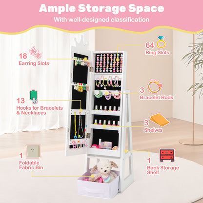 Free-Standing Full Length Kids Jewelry Armoire Cabinet with Storage Capacity, White Kids Vanities at Gallery Canada