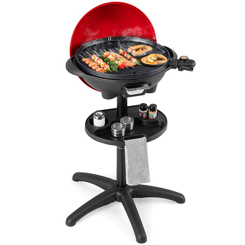 1350 W Outdoor Electric BBQ Grill, Removable Stand, Red
